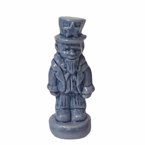 WADE WHIMSY FIGURINE vintage England Uk miniature animal statue sculpture porcelain art blue Uncle Sam usa America