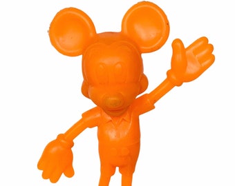 LOUIS MARX DISNEY vintage speelgoed plastic figuur jaren 1960 Walt Disneyland World collectible cadeau decor beeldje Neon Orange Mickey Mouse zwaaien