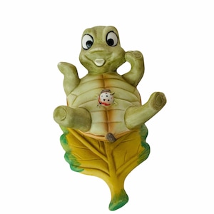 HOMCO TURTLE FIGURINE Home Interior Gift vintage Anthropomorphic leaf ceramic porcelain tortoise sculpture decor Ladybug lady bug