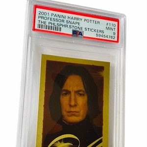 Harry Potter Trading Card Sticker vintage 2001 Panini Philosophers Sorcerer Stone PSA 9 Mint Professor Snape Alan Rickman #110 Slytherin