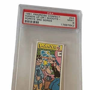 Popeye Sailor Man Trading Card Primrose Sweets Candy England 1970 vintage Olive Oyl Swee Pea Wimpy Brutus Oscar #44 graded PSA 9 robber