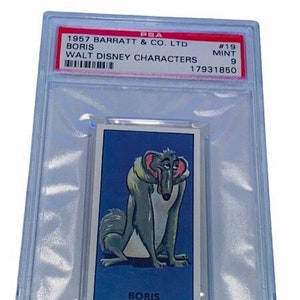 Walt Disney Characters Tobacco Trading Card 1957 Barratt London England graded PSA 9 Mint ephemera #19 Lady and the Tramp Boris wolfhound sp