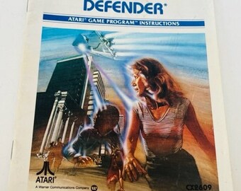 Defender Atari Video Game 2600 Manual Guide vtg 5200 electronics poster 1982 art