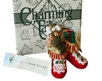 Figura de Charming Tails, ratón Fitz Floyd, ratones antropomórficos Bootie Baby first