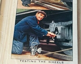Railroad Card Train Railway Equipment 1938 Wills Imperial tobacco Testing Wheels