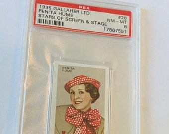 Gallaher LTD 1935 Cigarette Tobacco Trading Card London Virginia House Graded PSA 8 Stars Screen Stage Benita Hume #26 Private Life Henry
