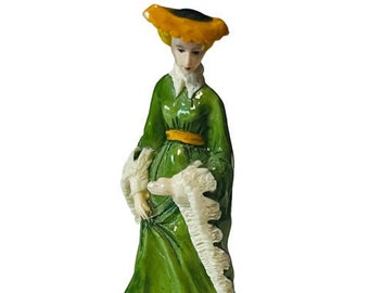 Franklin Mint Ladies Fashion porcelain figurine miniature Eleanor 1415 green vtg