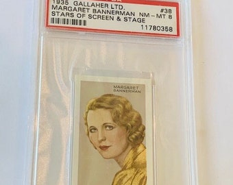 Gallaher LTD 1935 Cigarette Tobacco Trading Card London Virginia House classificado como PSA 8 estrelas Screen Stage Margaret Bannerman #38 The Calendar