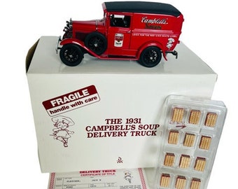 Franklin Mint Danbury Diecast Car model die cast Box 1931 Campbells Soup Truck coa red delivery crates