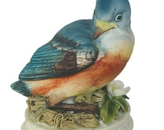 Linke östliche Bluebird Porzellanminiatur Figurine blauer Vogel Dekor vtg Japan
