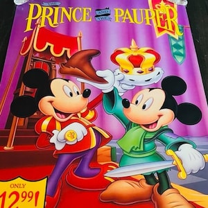 Kino Kino Poster Lobby Karte vtg Prinz Pauper Disney Mickey Mouse vhs