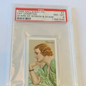 Gallaher LTD 1935 Cigarette Tobacco Trading Card Graded PSA 8 slabbed Stars Screen Stage Fay Compton #7 Laughter Paradise Robinson Crusoe