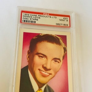 Kane Products LTD England Disc Stars Trading Card 1959 Grinstead Sussex London graded PSA 9 Dennis Lotis #20 Ted Heath Band
