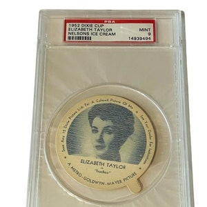Elizabeth Taylor Dixie Cup 1952 Nelsons Ice Cream ruilkaart PSA 9 Cloverland