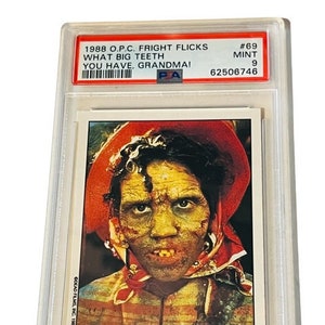 Day of Dead Grandma Fright Flicks OPC Card 1988 MGM Horror Monster PSA 9 Pop 1/1 George Romero wat een grote tanden heb jij