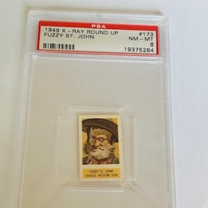 X-Ray Round Up 1949 trading card graded slabbed west cowboy pirates buccaneers mini tobacco vtg PSA 8 Fuzzy St John #173 famous star