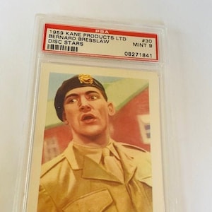 Kane Products LTD England Disc Stars Trading Card 1959 Grinstead Sussex London graded PSA 9 Bernard Bresslaw #30 high tide noon hasty heart