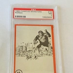 Famous Monsters Rosan Trading Card Vintage Universal Horror 1963 Graded PSA 7 slabbed #18 Konga Gorilla Ape Giant Monkey