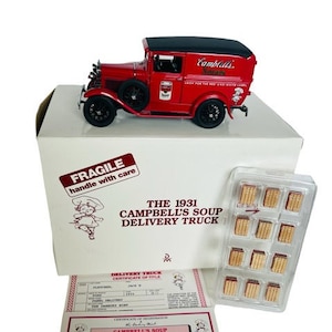 Franklin Mint Danbury Diecast Car model die cast Box 1931 Campbells Soup Truck coa red delivery crates