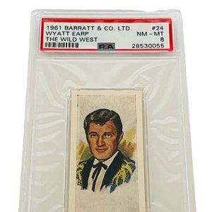 Wyatt Earp Barratt 1961 Wild West Cowboy Tobacco Card England PSA 8 LOW POP 2 sp