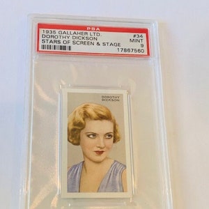 Gallaher LTD 1935 Cigarrillo Tabaco Trading Card Londres Virginia House Clasificado PSA 9 Mint Stars Screen Stage Dorothy Dickson #34 Danny Boy