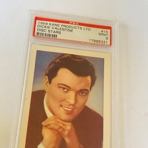Kane Products LTD England Disc Stars Trading Card 1959 Grinstead Sussex London graded PSA 9 Dickie Valentine #15 Majesty Theatre band