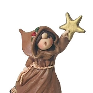Holiday Friar Folk Figurine Maureen Monk Christmas Gift 1999 Gold Star Tree Vtg