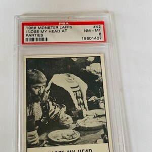 Horror Universal Monster Laffs Trading Card Vintage 1966 TCG Spook Stories Beoordeeld PSA 7 dierenwinkel #42 ik verlies hoofd op partijen zonder hoofd