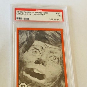 Cartes à collectionner Rosan Monsters célèbres vintage Universal Horror 1963 Graded PSA 7 #53 La fille de Dracula