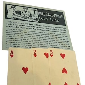 Goochelaar speelgoed vtg Magic Shop Trick jaren 1940 Whitman Publishing Mystic 3 Card Monte