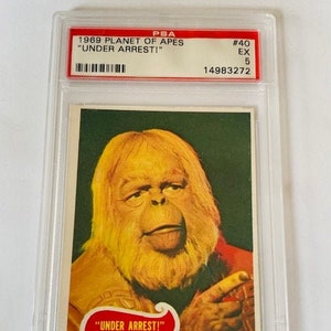 Planet of the Apes Dr Zaius Trading Card 1969 Topps #40 Onder Arrest PSA 5 beoordeeld Charlton Heston