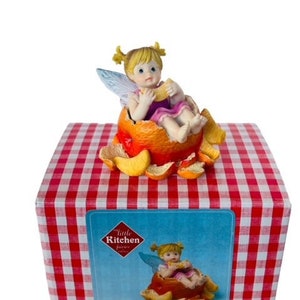 Figura de hadas de My Little Kitchen Fairy Box de Enesco NIB Fruta mandarina naranja