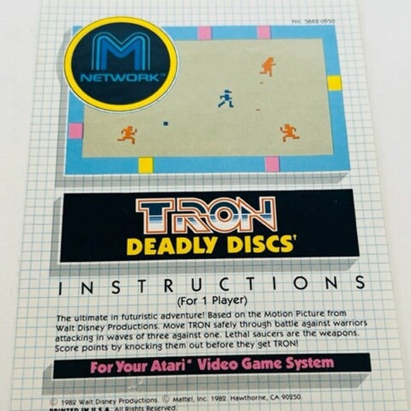 Tron Deadly Discs Atari Video Game 2600 Manual Guide vtg 5200 electronics 1982