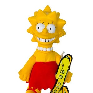 The Simpsons plush stuffed animal tag NWT Burger King toy 1990 Lisa saxophone