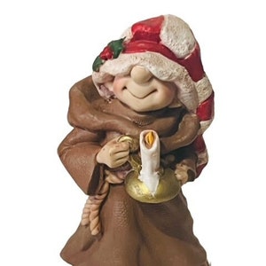 Holiday Friar Folk Figurine Maureen Monk Christmas Gift 1999 Candle Holder Vtg