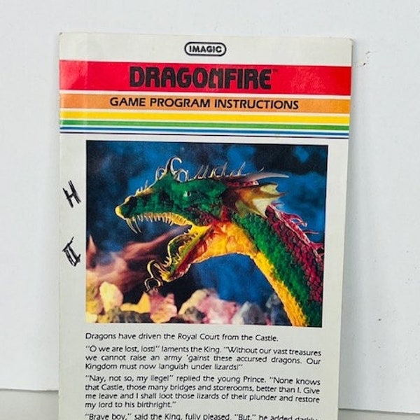 Dragonfire dragon Atari Video Game 2600 Manual Guide vtg 5200 electronics 1982