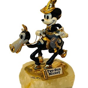 Mickey Mouse Figurine Vtg SIGNED Ron Lee Disney Sculpture Two Gun