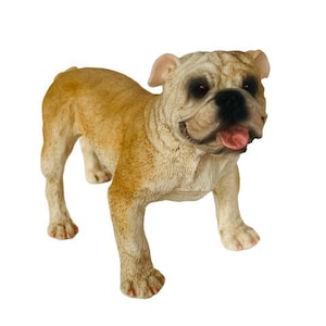 English Bulldog figurine puppy dog vtg sculpture stone Castagna Italy 1988 pup