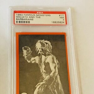 Famous Monsters Rosan Trading Card Vintage Universal Horror 1963 Beoordeeld PSA 7 sloeg #17 Goliath en de Barbarians