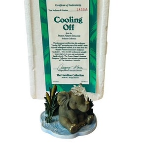 Figurka słonia vtg Hamilton Collection BOX Cooling Off Nature Innocents COA