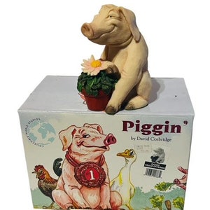 Pig Figurine Anthropomorphic Corbridge Piglet Flambro Piggin BOX Peace Offering