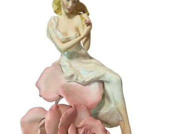 Franklin Mint Sculpture Figurine Lady Rose Jegou 1988 Flower Statue 9" RARE vtg