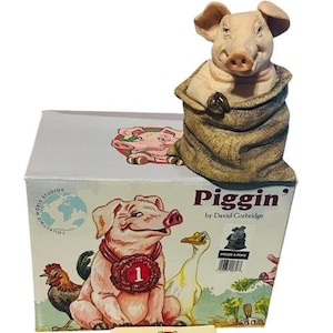 Pig Figurine Anthropomorphic Corbridge Piglet Flambro Piggin BOX Poke Sack Farm