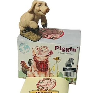 Pig Figurine Anthropomorphic Corbridge Piglet Flambro Piggin BOX Plastered Drunk