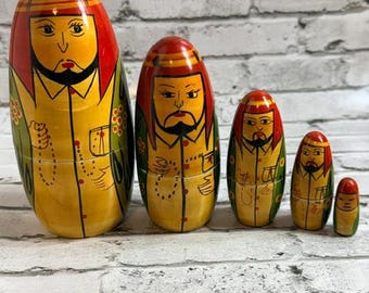 Vintage Wooden Nesting Doll Set Figurines Lucy Locket Fairies