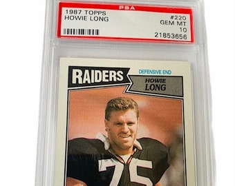 Howie Long 1987 Topps #220 Graded Psa GEM Mint 10 Oakland Los Angeles Raiders koszulka Hall Fame Hof nie auto niska populacja pop 39