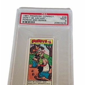 Popeye Sailor Man Trading Card Primrose Sweets Candy England 1970 vintage Olive Oyl Swee Pea Wimpy Brutus Oscar #48 graded PSA 9 baby bears