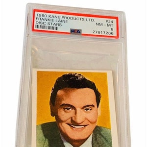 Kane Products LTD London England Disc Stars Trading Card 1959 Grinstead Sussex London benotet PSA 8 Frankie Laine #24 Jazz Singer mini