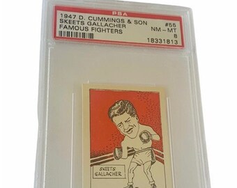 Skeets Gallacher #55 Tarjeta de tabaco swop de boxeo 1947 D Cummings Son Famous Fighters Graded PSA 8 Mint RARE recuerdos en miniatura Glasgow