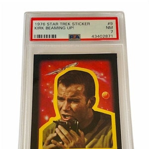Star Trek Trading Card Sticker 1976 Topps Enterprise originele serie vtg memorabilia beoordeeld PSA 7 Captain James T Kirk stralen #9